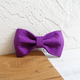Pet bow tie Solid dog collar bow accessories (Option: Purple-XS)