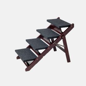 Wooden Dog Stairs/Steps - Foldable 4 Levels Pet Stairs & Ramp Perfect for Beds and Cars - Portable Dog/Cat Ladder Up to 110 Pounds (Main Material: Acacia Wood, Main Color: Acacia Wood)
